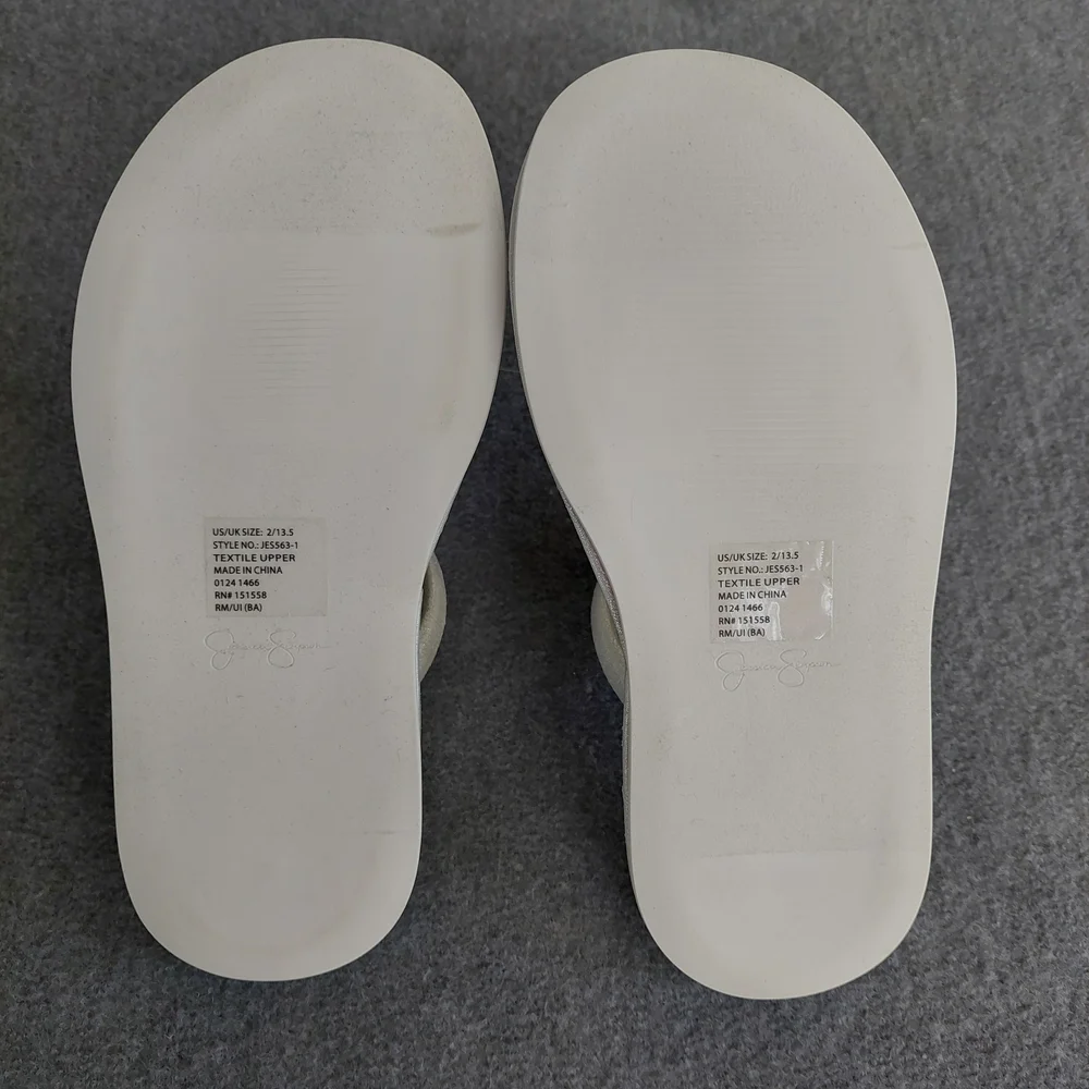 Jessica Simpson Metallic Silver Puffy Triple Strap Platform Slides - NWOB Size 2